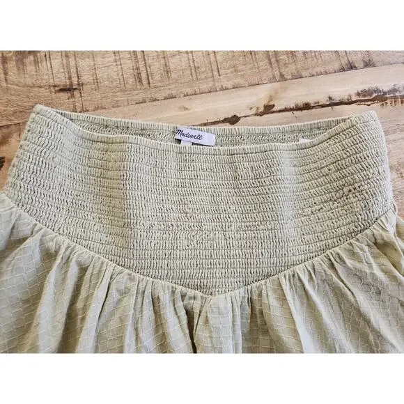 Madewell Dobby Smocked Soft Green Mini Skirt Women's Size M NWT - Picture 3 of 7